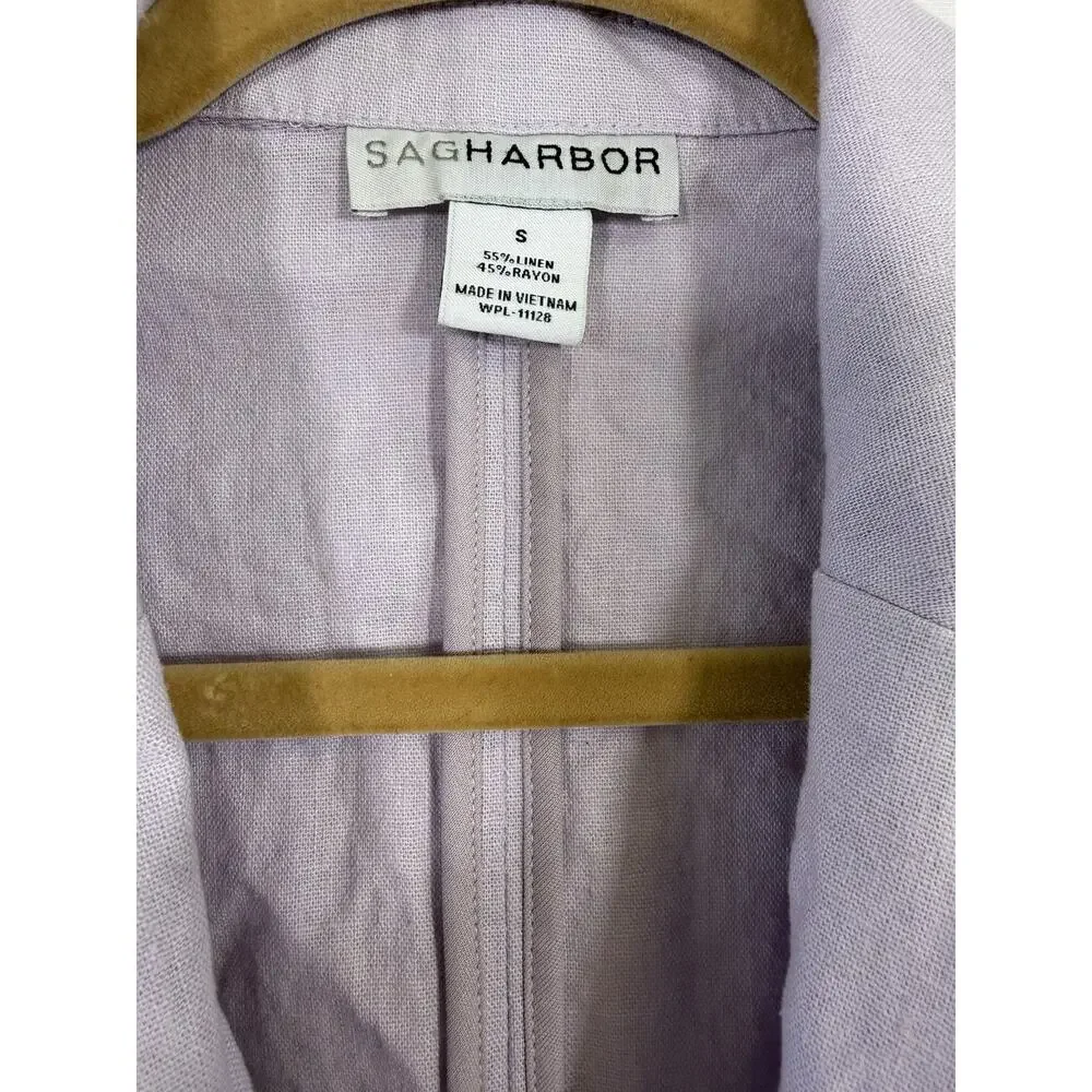 VTG SAG HARBOR Linen Blazer Two‎ Button Lavender Sz S Career Office